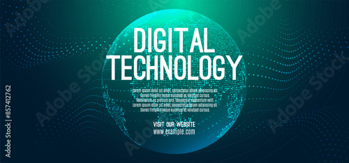 Digital technology internet network speed connection blue green background, cyber nano information, abstract communication, innovation future tech data, Ai big data lines dots, illustration vector 3d