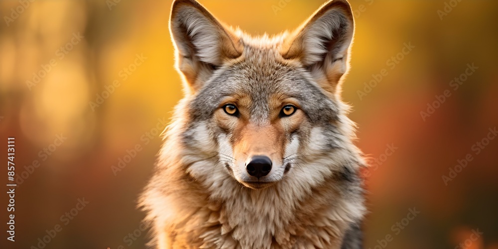 Portrait of a coyote Canis lupus a detailed depiction of the animal. Concept Wildlife Photography, Animal Portraits, Coyote Canis lupus, Detailed Depiction Portrait of a coyote Canis lupus a detailed depiction of the animal. Concept Wildlife Photography, Animal Portraits, Coyote Canis lupus, Detailed Depiction