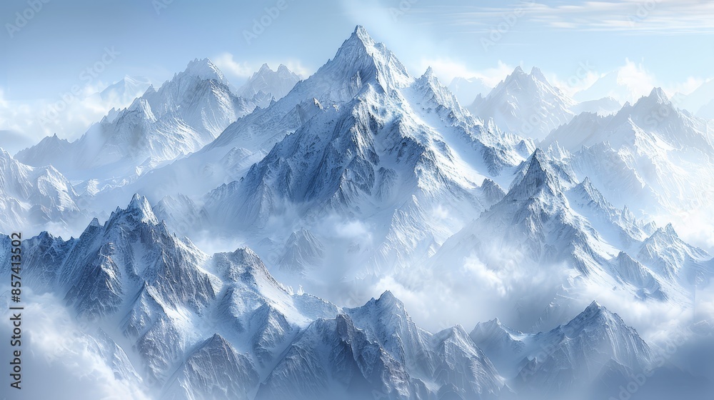 Clouds part to reveal mountain peaks Clouds part to reveal mountain peaks