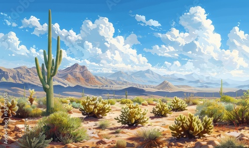 Desert landscape with cacti photo