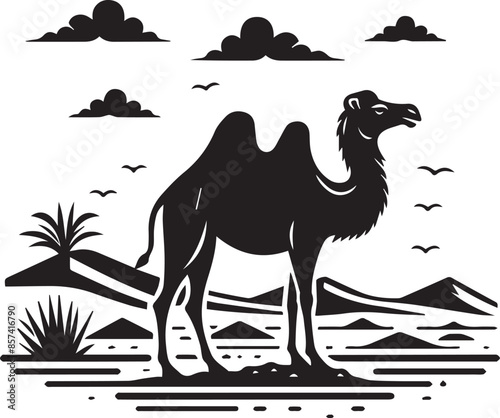 Photography Camel Silhouette Vector Illustration with Background