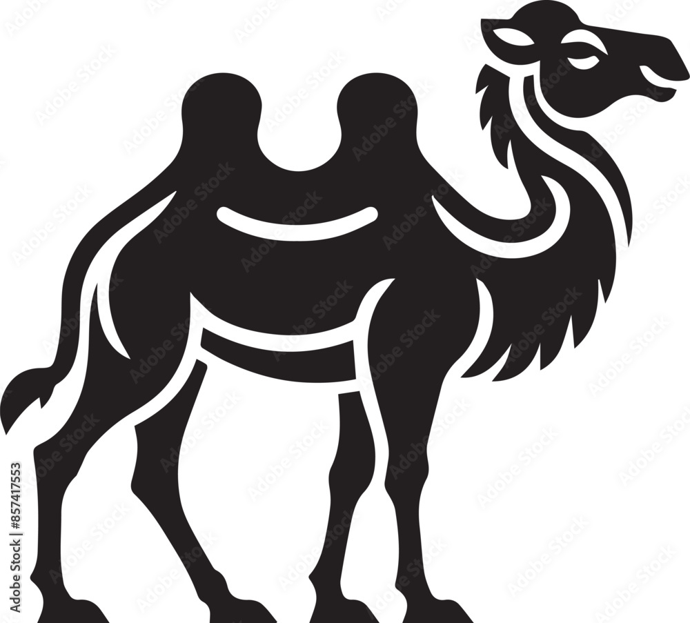 Camel Silhouette Vector Illustration with Background 