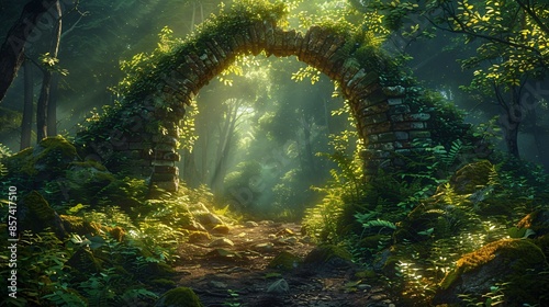 mystical temple ruins in a magic enchanted rainforest