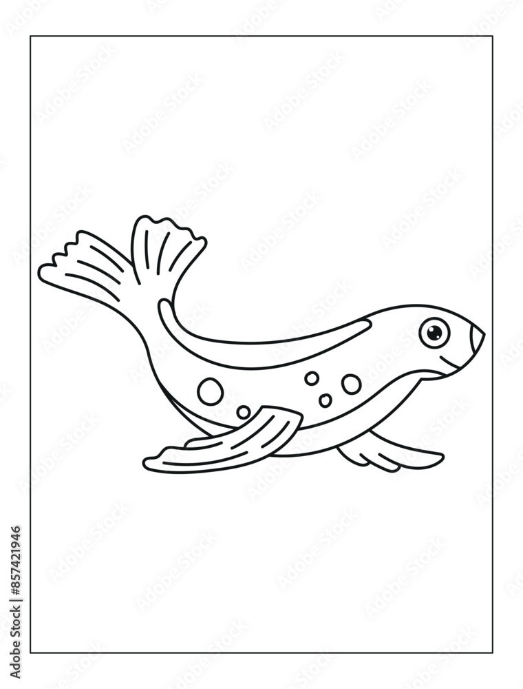 Fototapeta premium Hand Drawn Sea animal Outline Illustration for coloring page