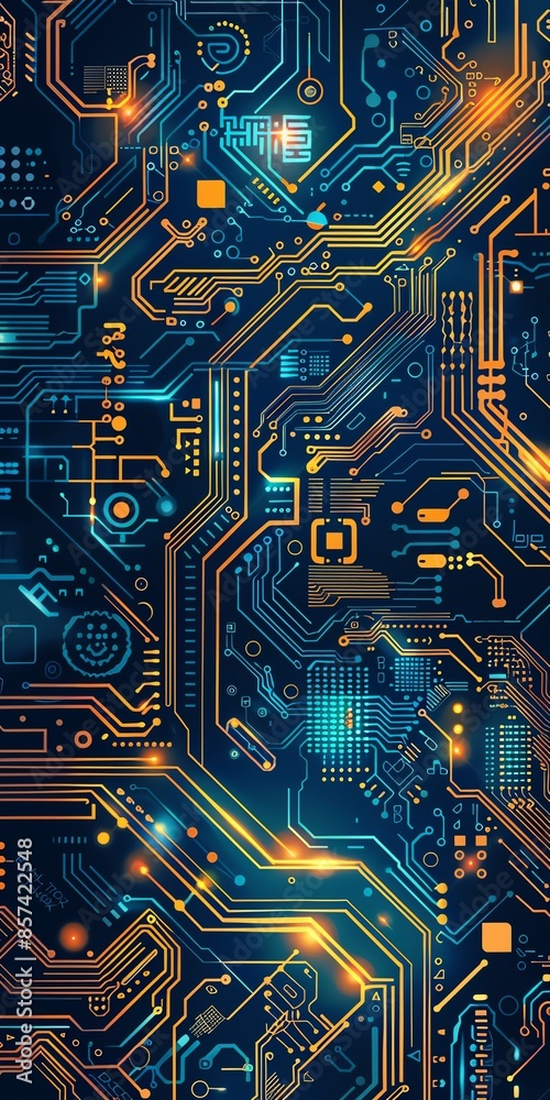 Abstract circuit board with intricate electronic components, detailed and hightech design Abstract circuit board with intricate electronic components, detailed and hightech design