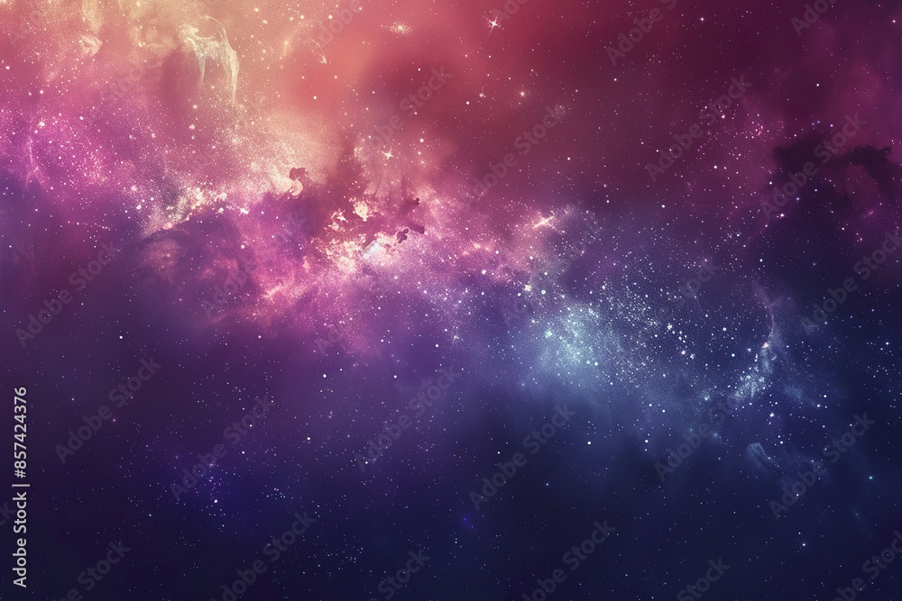Naklejka premium A colorful space scene with a purple and green cloud in the middle