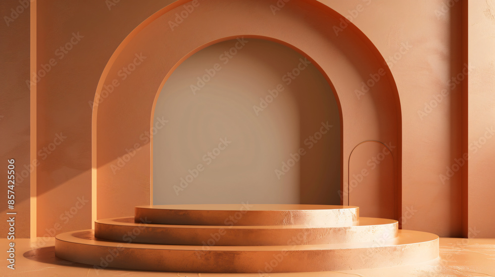 Minimalist archway backdrop with a three-tiered podium, perfect for showcasing products or branding. Soft lighting creates a warm and inviting atmosphere.
Minimalist archway backdrop with a three-tiered podium, perfect for showcasing products or branding. Soft lighting creates a warm and inviting atmosphere.