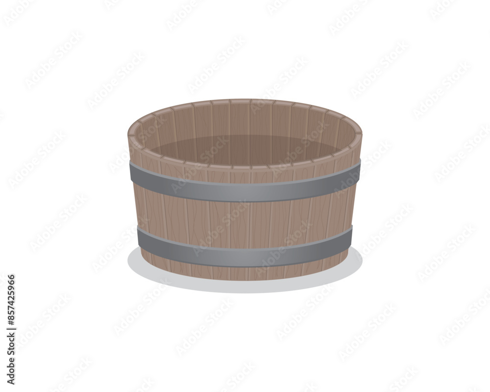 vector illustration design of a baking pan or bucket filled with clear water made of wood with two iron plates binding the top and bottom sides vector illustration design of a baking pan or bucket filled with clear water made of wood with two iron plates binding the top and bottom sides