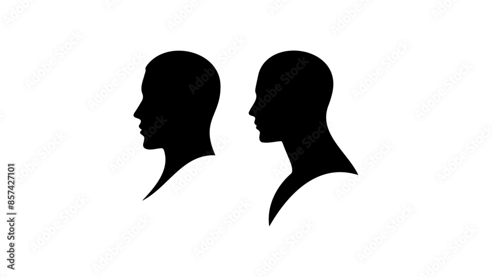 two silhouettes of a person, black simple shape of male head in vector two silhouettes of a person, black simple shape of male head in vector