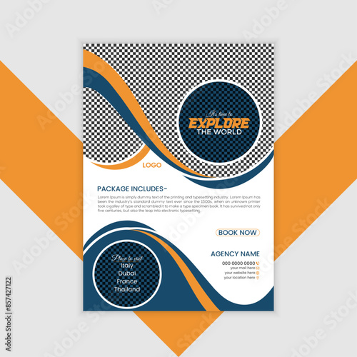Travel brochure template, itinerary template, and tourist color A4 print-ready brochure.