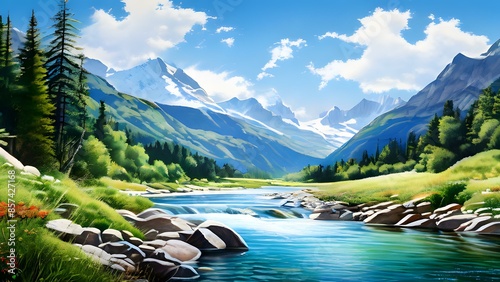 JPG Earth Healing, Realistic, Real World, Mountains and River photo