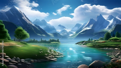 JPG Earth Healing, Realistic, Real World, Mountains and River photo