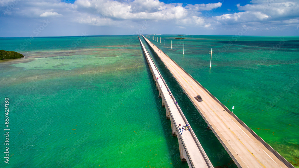 Little Duck Key, Florida Key. Aerial view of bridge connecting the islands Little Duck Key, Florida Key. Aerial view of bridge connecting the islands
