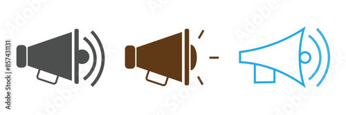 megaphone silhouette vector illustration, Loudspeaker megaphone line art icon white background. Speaker icon. 