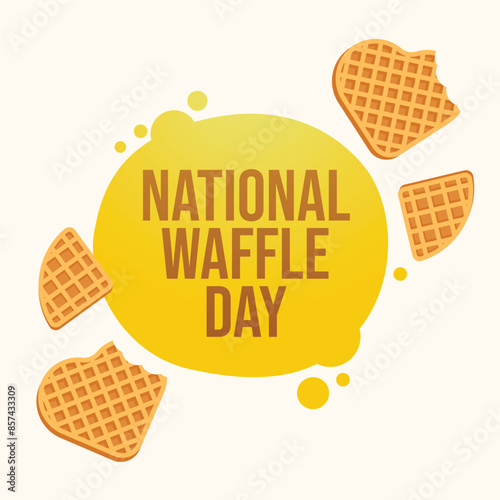 National Waffle Day flat design. vector design ribbon. good for usage. template celebrate. eps 10.