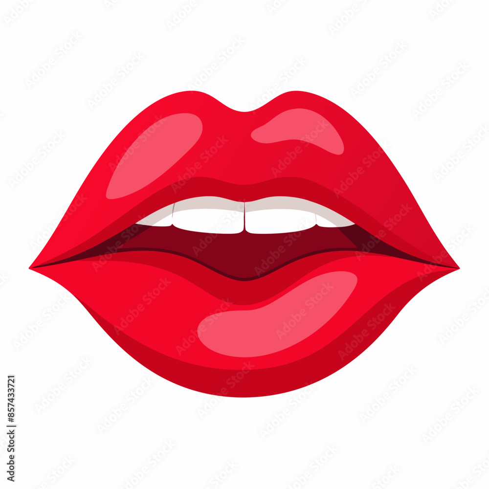 Closeup of womans mouth with red lips and white teeth, beauty and dental care Closeup of womans mouth with red lips and white teeth, beauty and dental care