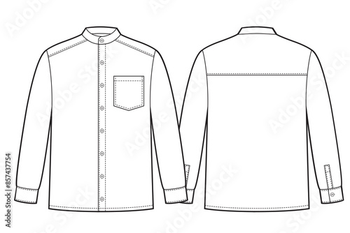 Mens shirt with stand-up collar