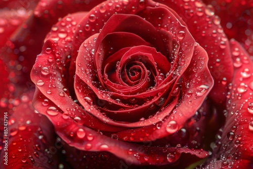 Red Rose with Dew Drops