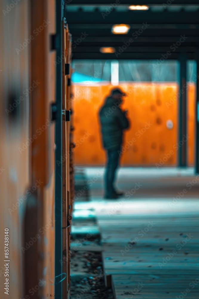 Fototapeta premium A blurred image of someone walking down a corridor