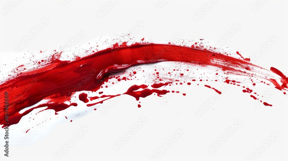 Red brush stroke isolated over white background, red lipstick Red brush stroke isolated over white background, red lipstick