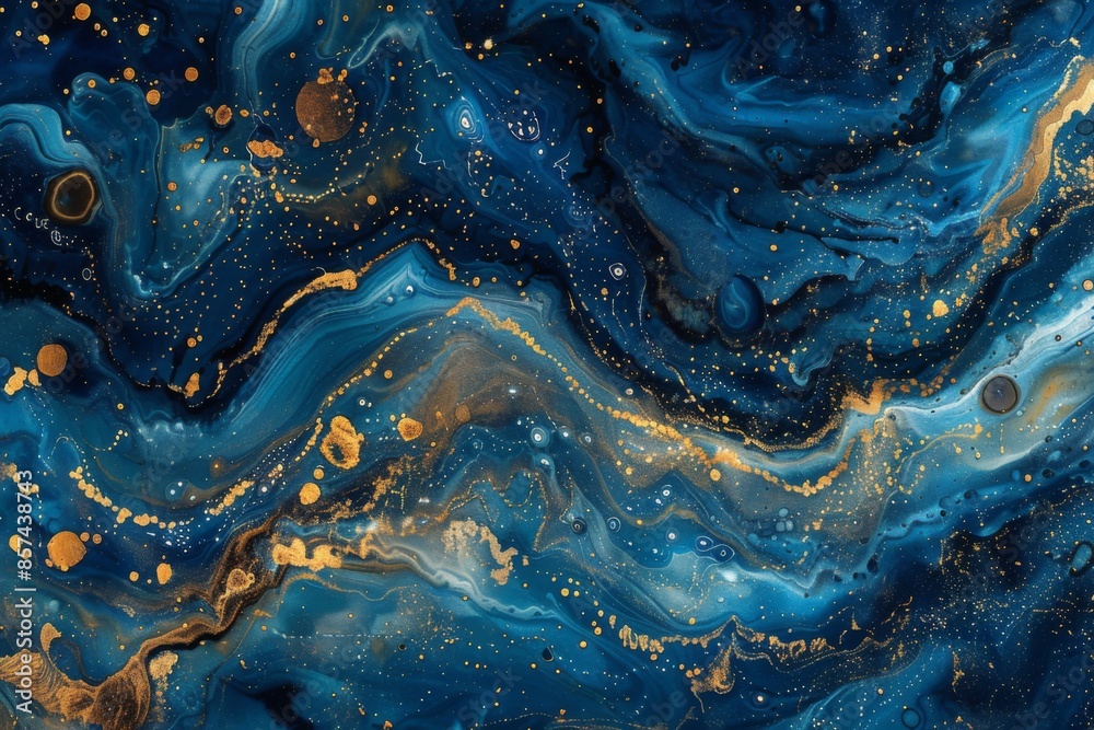Abstract Cosmic Blue Gold Fluid Art Abstract Cosmic Blue Gold Fluid Art