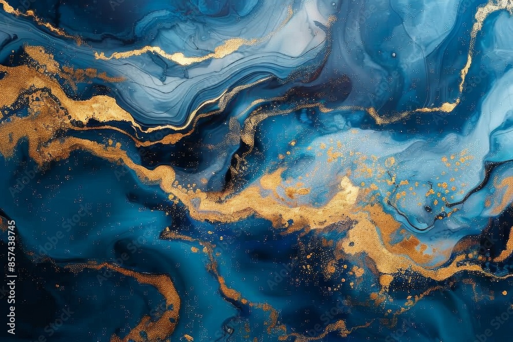 Abstract Blue and Gold Marble Texture