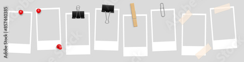 vertical polaroids transparent all types pin, metal clip, binder, clothespin, tape
