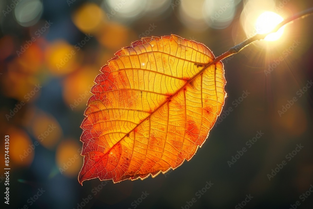Obraz premium Autumn Leaf in Sunlight