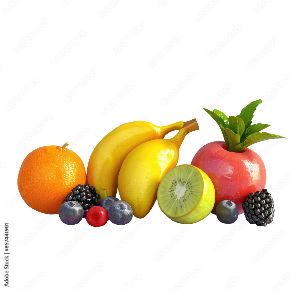 Fruit arranged separately on a transparent background Fruit arranged separately on a transparent background