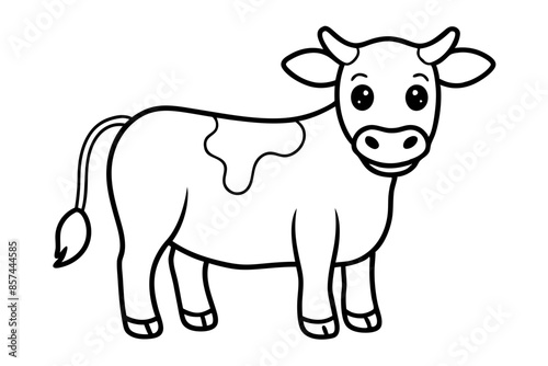 funny cute cow doodle line art vector illustration