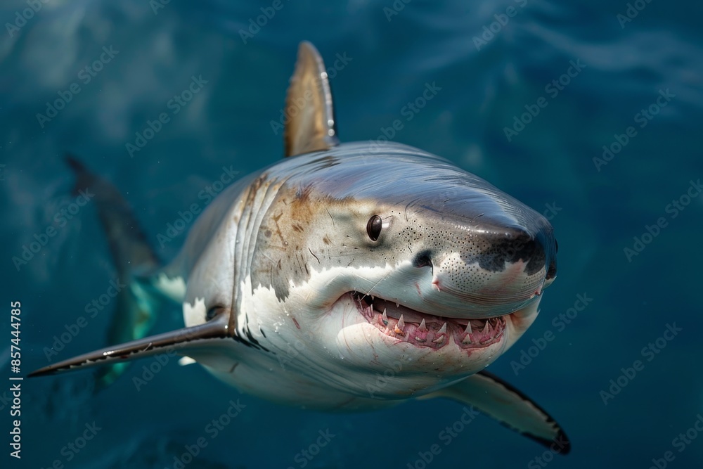 Naklejka premium Great White Shark Underwater Close-up