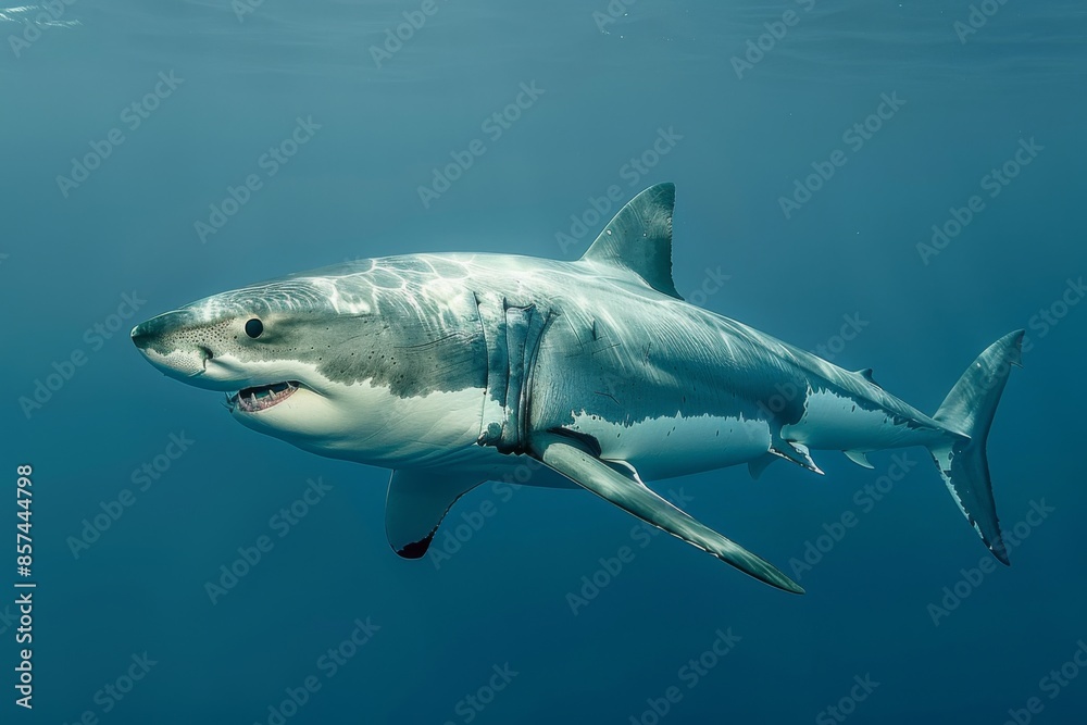 Naklejka premium Great White Shark Underwater