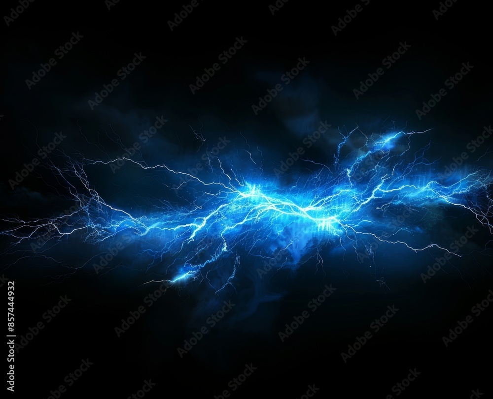 Blue lightning bolt on black background Blue lightning bolt on black background