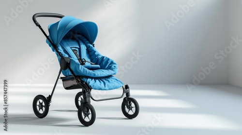 Stylish Baby Stroller Against White Background, Perfect for Family Outings Generative AI