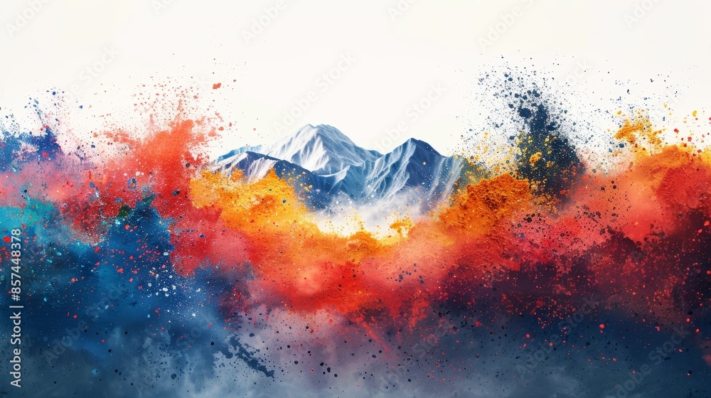 Vibrant Color Burst Against White Background Generative AI Vibrant Color Burst Against White Background Generative AI