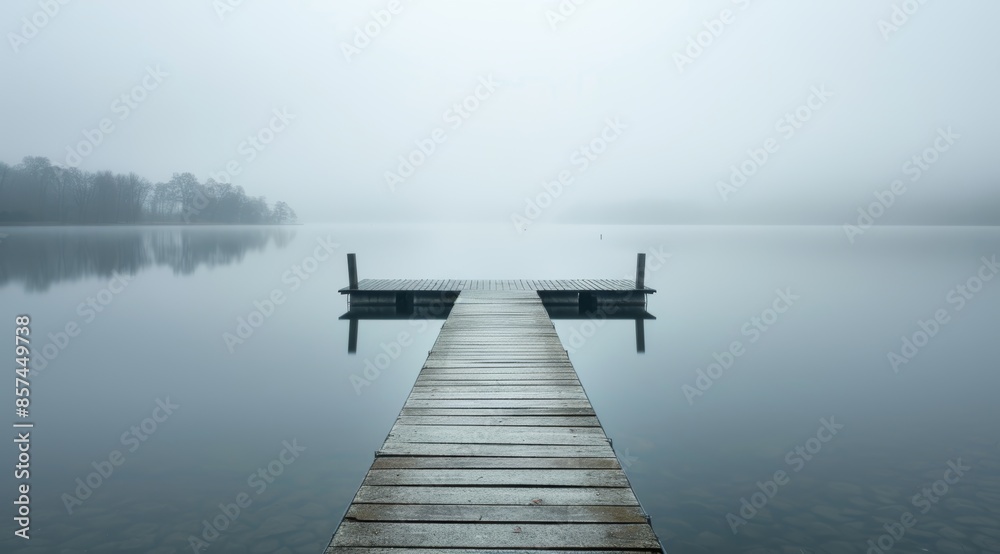 Peaceful Lake Pier Scene for Relaxation and Serenity Generative AI Peaceful Lake Pier Scene for Relaxation and Serenity Generative AI