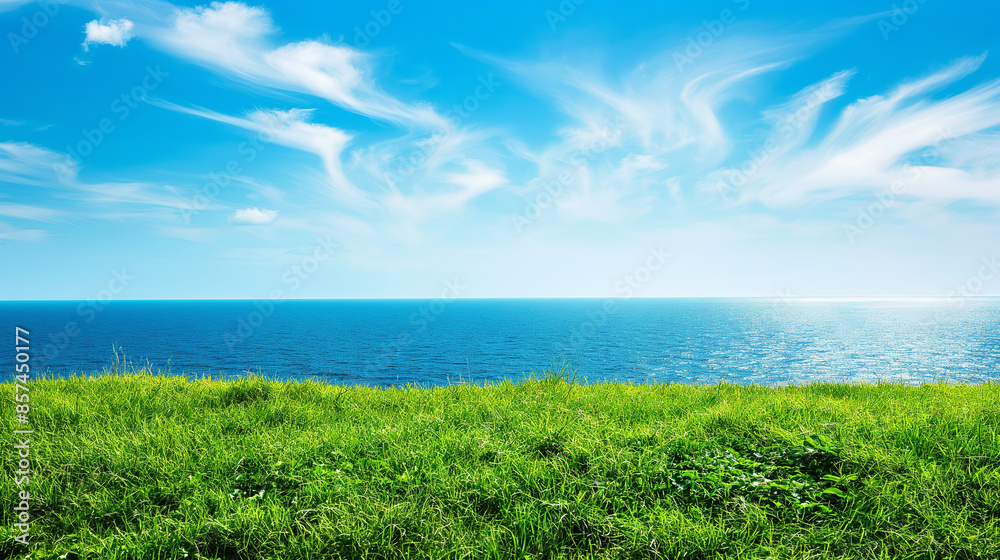 Empty grass and sea background Empty grass and sea background