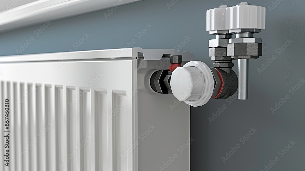 Close-up of a new radiator being installed in a residential home, showcasing the essential technical work involved in ensuring home comfort. Generative AI Close-up of a new radiator being installed in a residential home, showcasing the essential technical work involved in ensuring home comfort. Generative AI