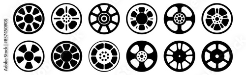 Wheel silhouettes set, pack of vector silhouette design, isolated background