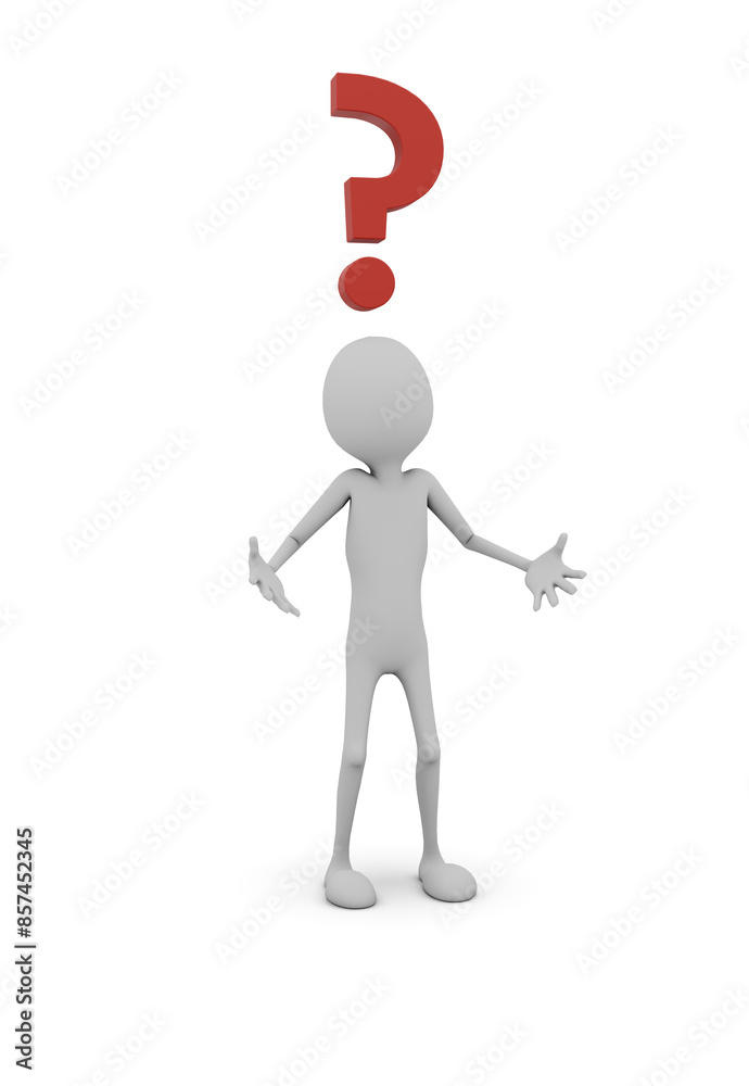 3D Man doesn't know the answer. Asking what to do? 3D Man doesn't know the answer. Asking what to do?