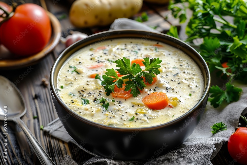 Vegetable chowder with curry and cream Vegetable chowder with curry and cream