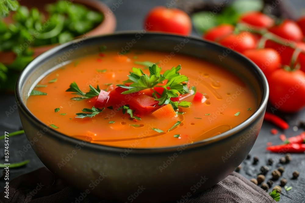 Vegetable soup on table Vegetable soup on table