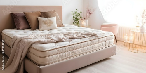 Queensized plush pocketed coil mattress with luxurious pillow top washable tufting and responsive springs. Concept Queen Mattress, Plush and Luxurious, Pocketed Coil, Pillow Top Washable Tufting photo