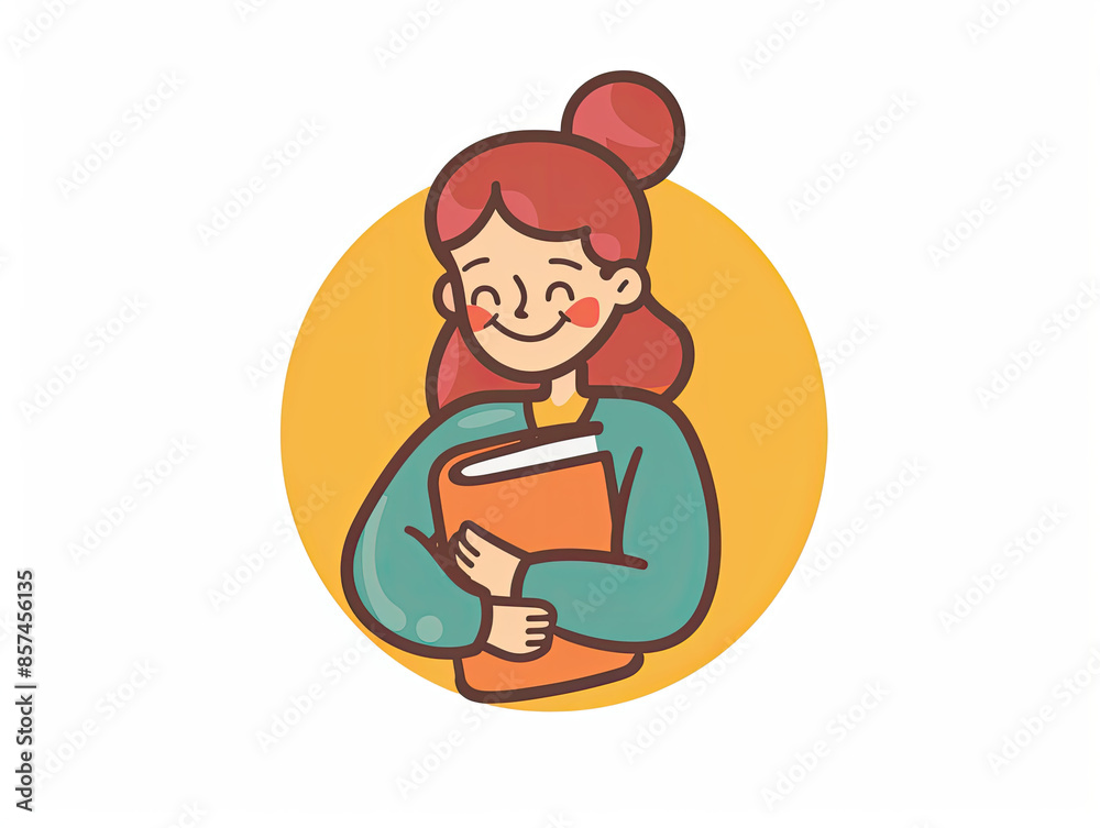 Logo Design of a female University student hugging books. Logo Design of a female University student hugging books.