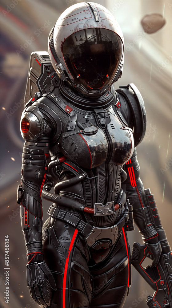 Cinematic style female space character Cinematic style female space character