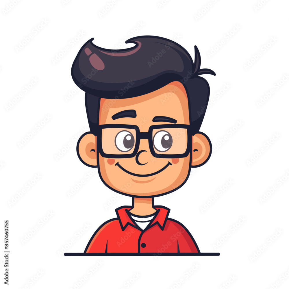 Cute boy with glasses. Vector illustration in a flat style. Cute boy with glasses. Vector illustration in a flat style.