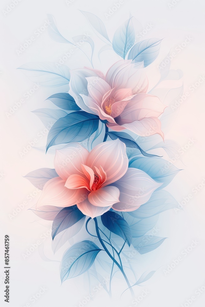 Delicate Pink Flower With Blue Leaves Delicate Pink Flower With Blue Leaves