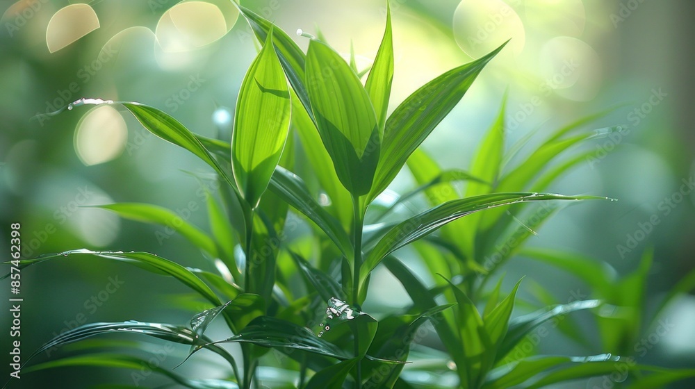 Green Leaves in Sunlight with Bokeh Background Green Leaves in Sunlight with Bokeh Background