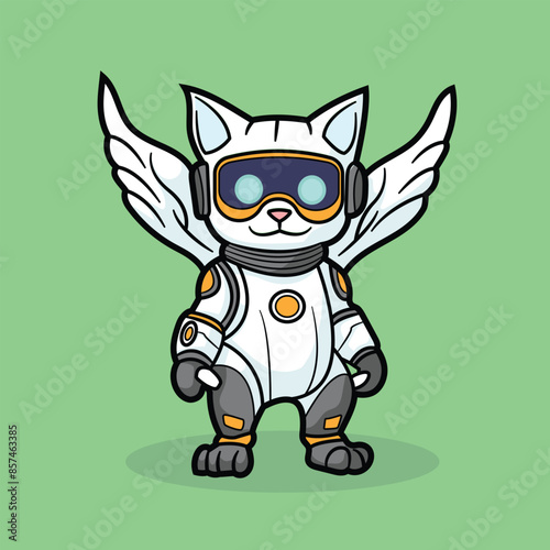 futuristic robot cat with wings that flap