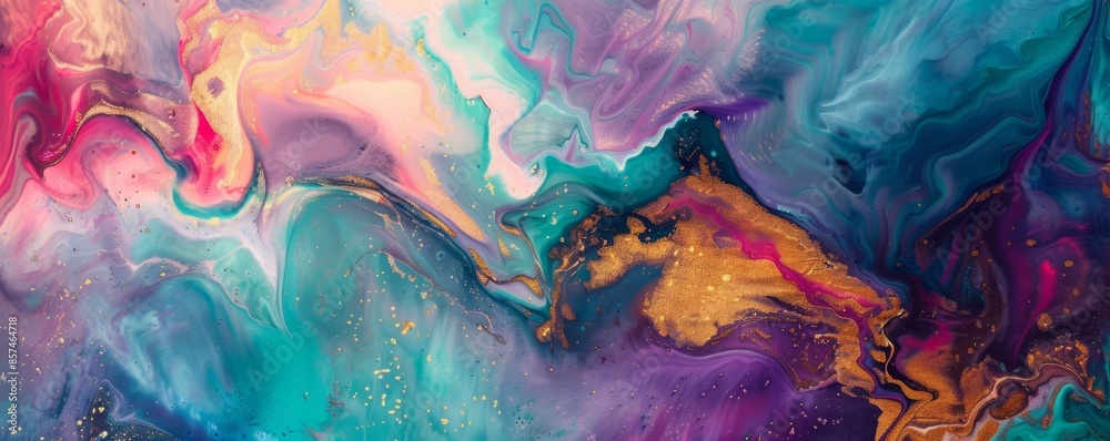 Abstract fluid art with vibrant colors and gold accents, modern creative background. Art and design concept Abstract fluid art with vibrant colors and gold accents, modern creative background. Art and design concept